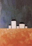 Kasimir Malevich Five house Landscape oil on canvas